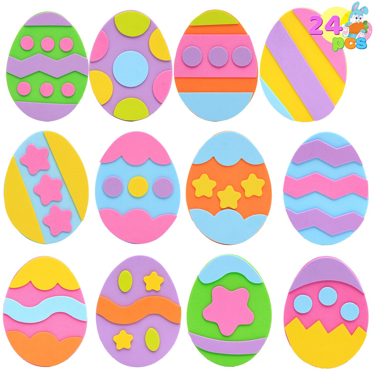 24 Pcs Foam Magnet Craft Kit, Easter Egg Themed DIY Magnets for Kids Toddlers Party Favors Arts and Crafts Home School Activities